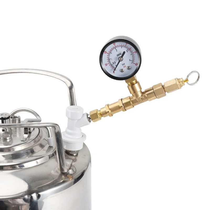 Brew Pressure Fermentation Valve Gauge 0-60Psi Co2 Charger with Gas Ball Lock Disconnect Control Fermentation Pressurized Rate