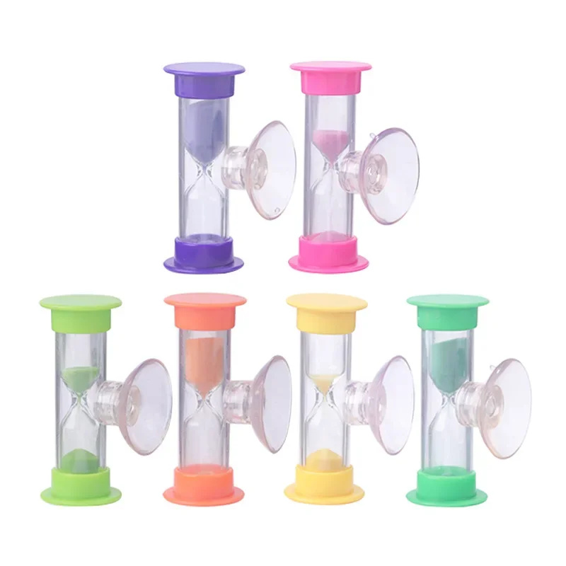 1pc 2/3 Minute Shower Timer Tooth Brushing Plastic Suction Cup Hourglass Sand Clock Desktop Ornament New Creative Gifts Children sand timer,liquid hourglass timer,colored hourglass