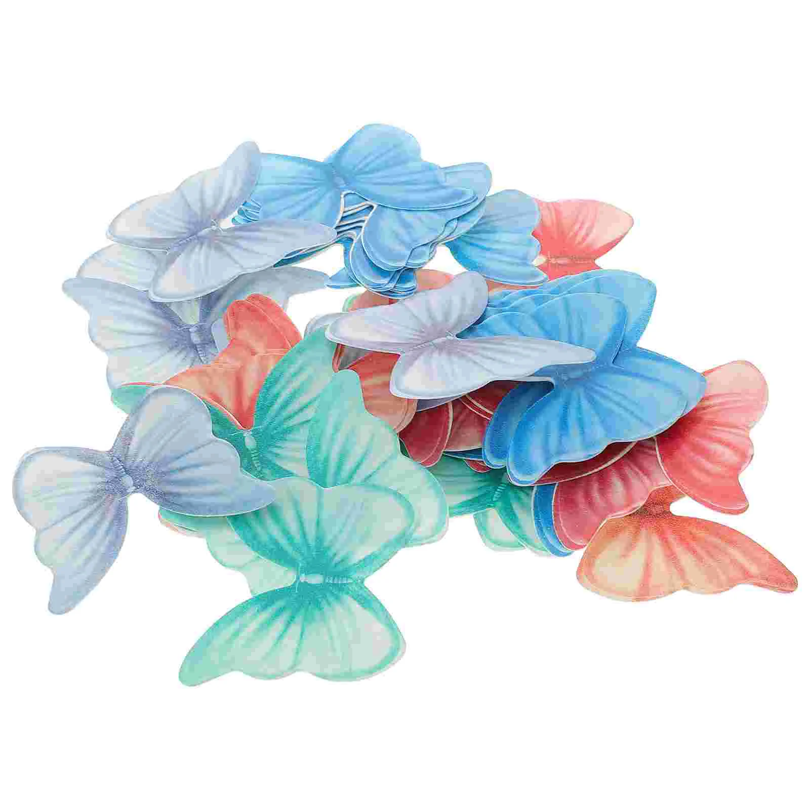 

48 Pcs Butterfly Sticky Rice Paper Edible Butterflies Cake Decors Decorations Toppers for Cupcake Shaped