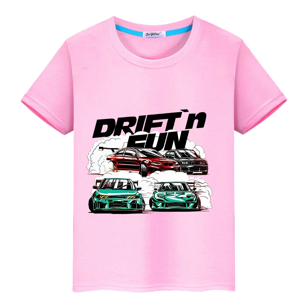 Japanese Car Print 100%Cotton t shirt for kids boy 10years y2k one piece pride tshirt JDM Manga MK Anime Short kids clothes girl 2