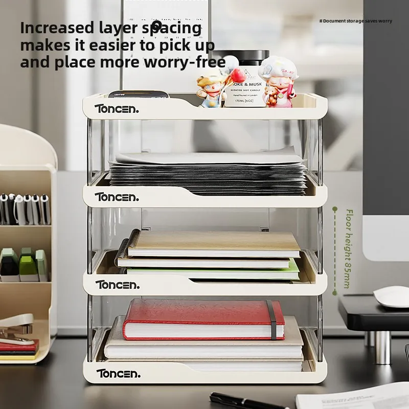 Fashion Desktop File Storage Rack A4 Office Data Multi-layer Folder File Shelf Multifunctional Stacking Storage Box Desk Storge