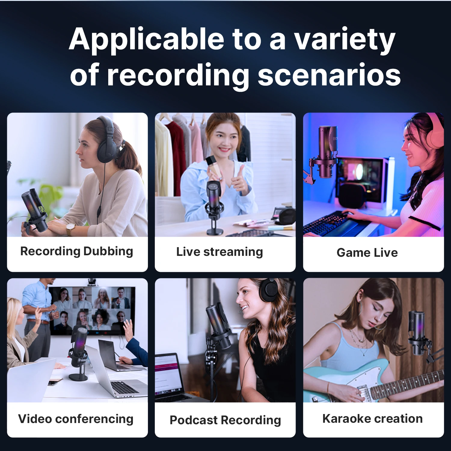 ميكروفون مكثف USB BOYA K9 مع تحكم RGB/مقبس سماعة ا...