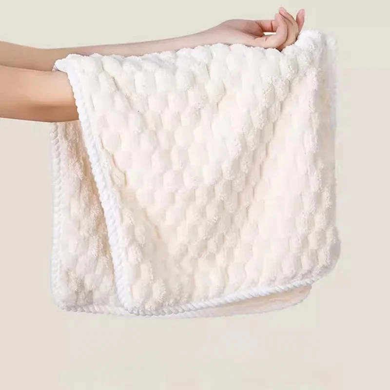 1 pcs  Soft Thickened Coral Fleece Face Towel  Water Absorption and Quick Drying Solid Color Hand Towel For Bathroom 2