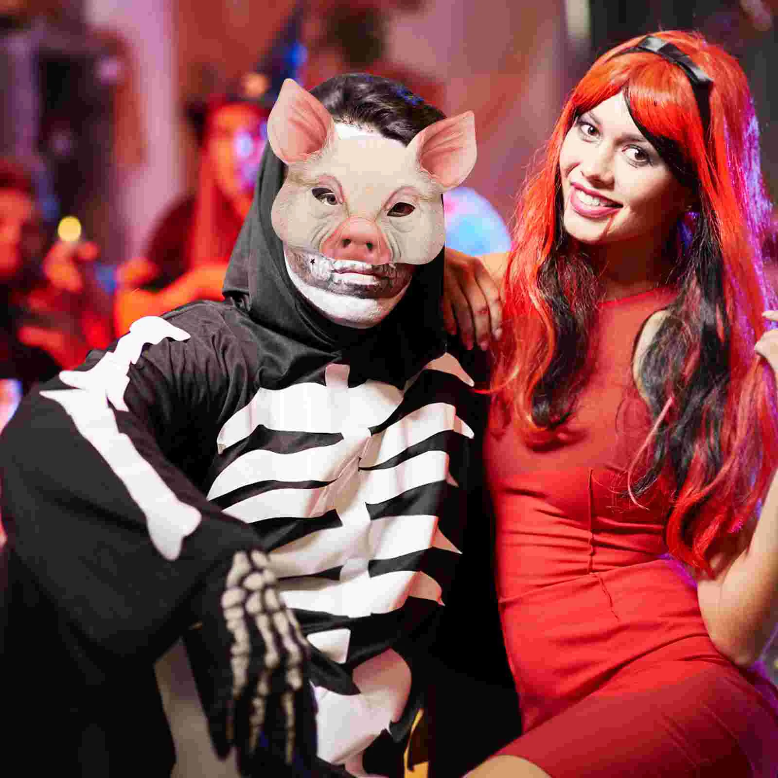 Halloween Costumes for Adults Animal Pig Mask Masquerade Ball Face Half