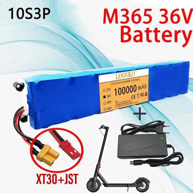 

New M365 10S3P 36V 100000mAh 36v Electric Scooter Battery Pack 18650 Lithium M365 Electric Scooter 36v Battery Scooter TX-30JST