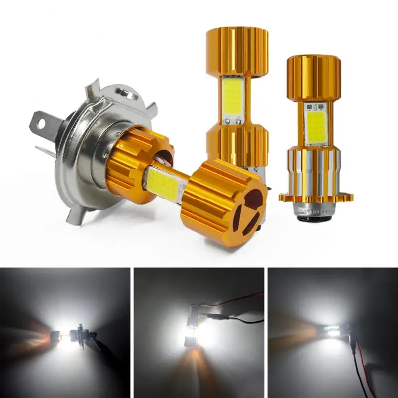 1 Pz H4 Ba20D P15D Led Moto Fari Lampadine 12V 18W Cob Auto Elettrica Fari Moto Led Scooter Accessori Fendinebbia Whit