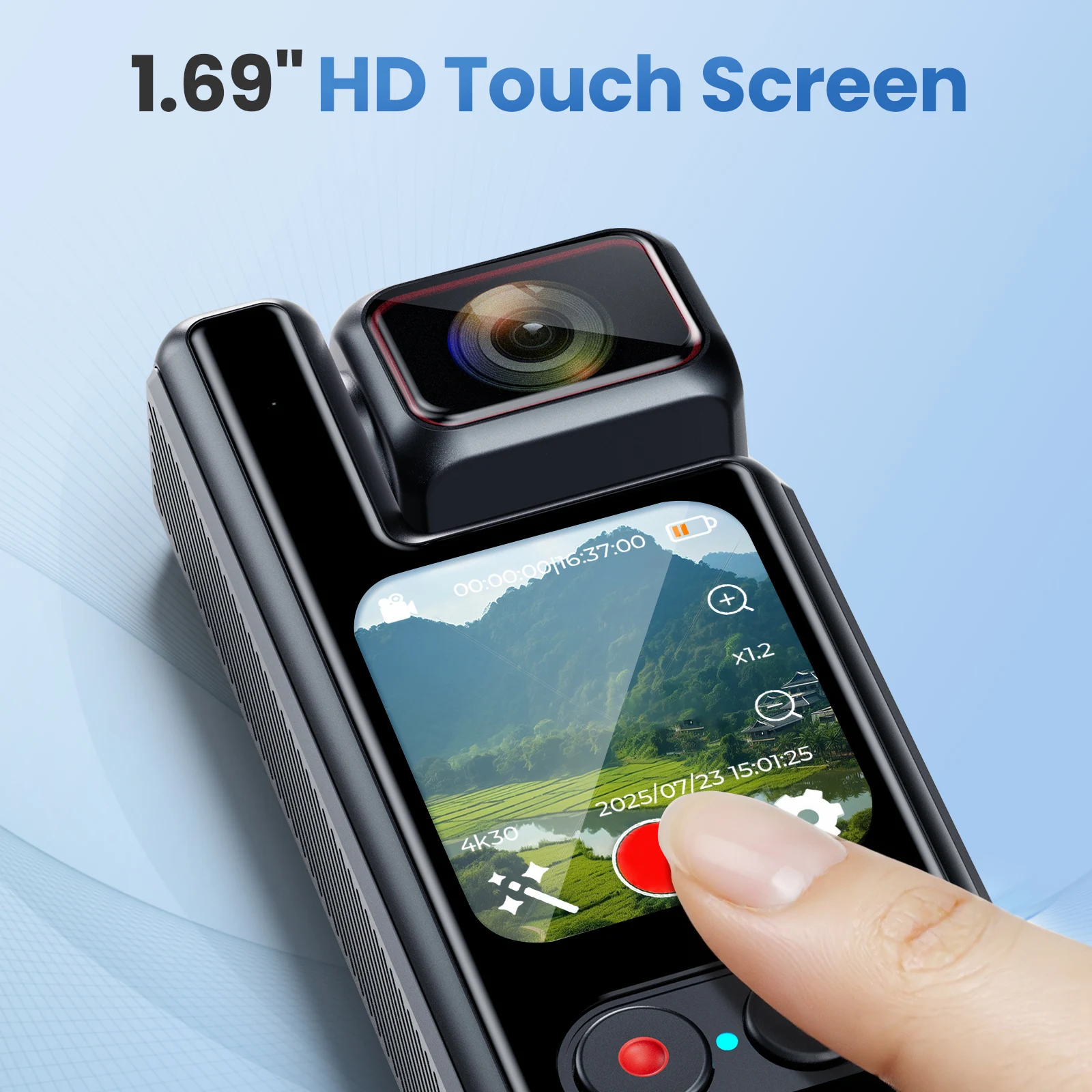 4K Pocket Action Camera 4x Zoom Touch Screen Anti-Shake Digital Vlogging Camera Waterproof HD Sports DV Portable Video Recorder