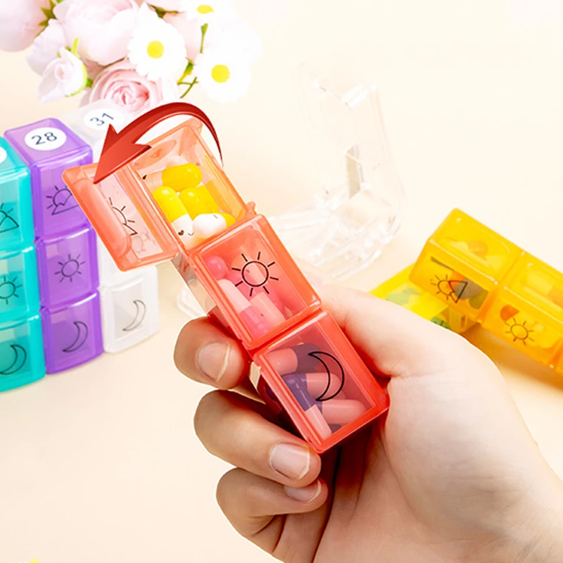 Deluxe Monthly Pill Organizer with 32 Compartments and Durable Travel Case