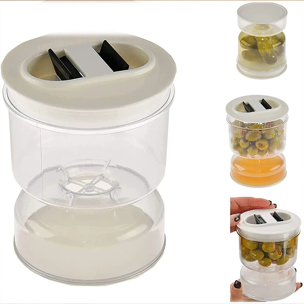 

200ml Food Container Kimchi Jar Dry and Wet Separation Kitchen Pickled Cans Household Sealed Pickles Cylinder Fermentation Tank