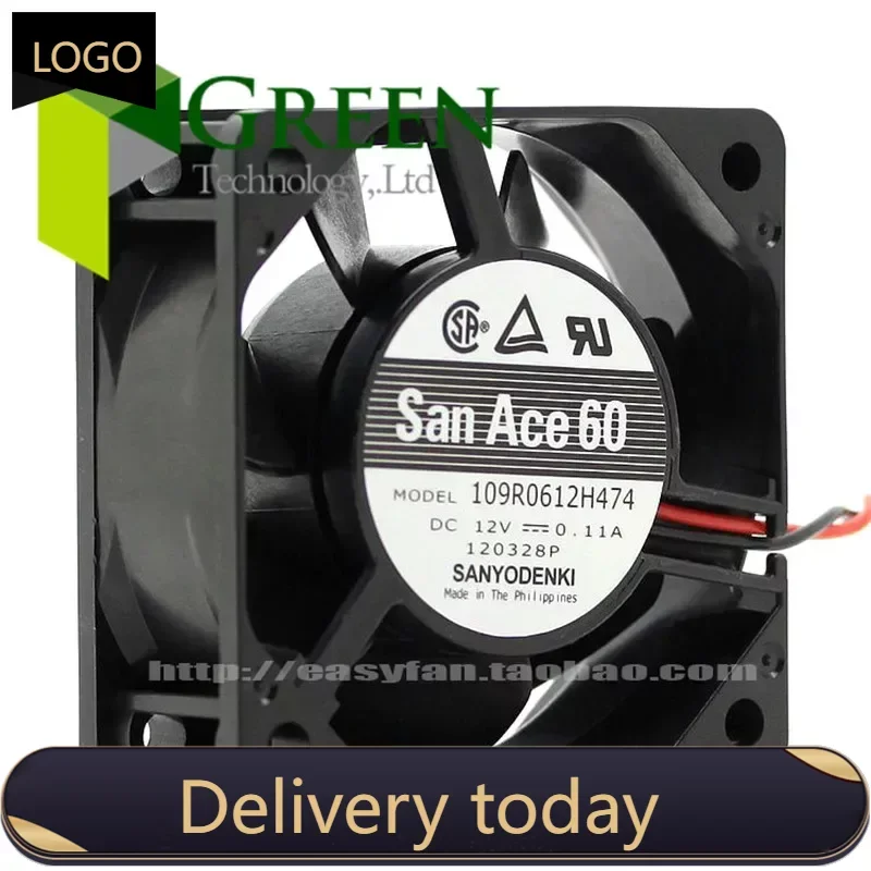 Original Sanyo 109R0612S474 12V 0.11A 6025 60MM 6CM 60*60*25MM Fan Comptuter case  Cooling fan  with 3pin