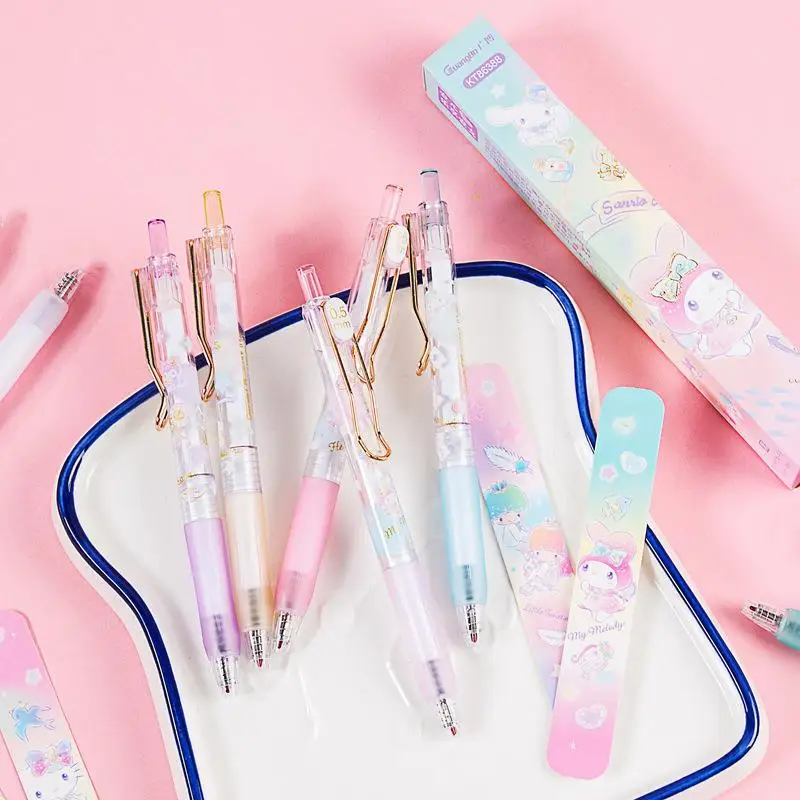 

24pcs My Melody Press Neutral Pen Kawaii Pen Cute Cartoon Sanrio Family School Supplies For Students Peripheral Products Gift