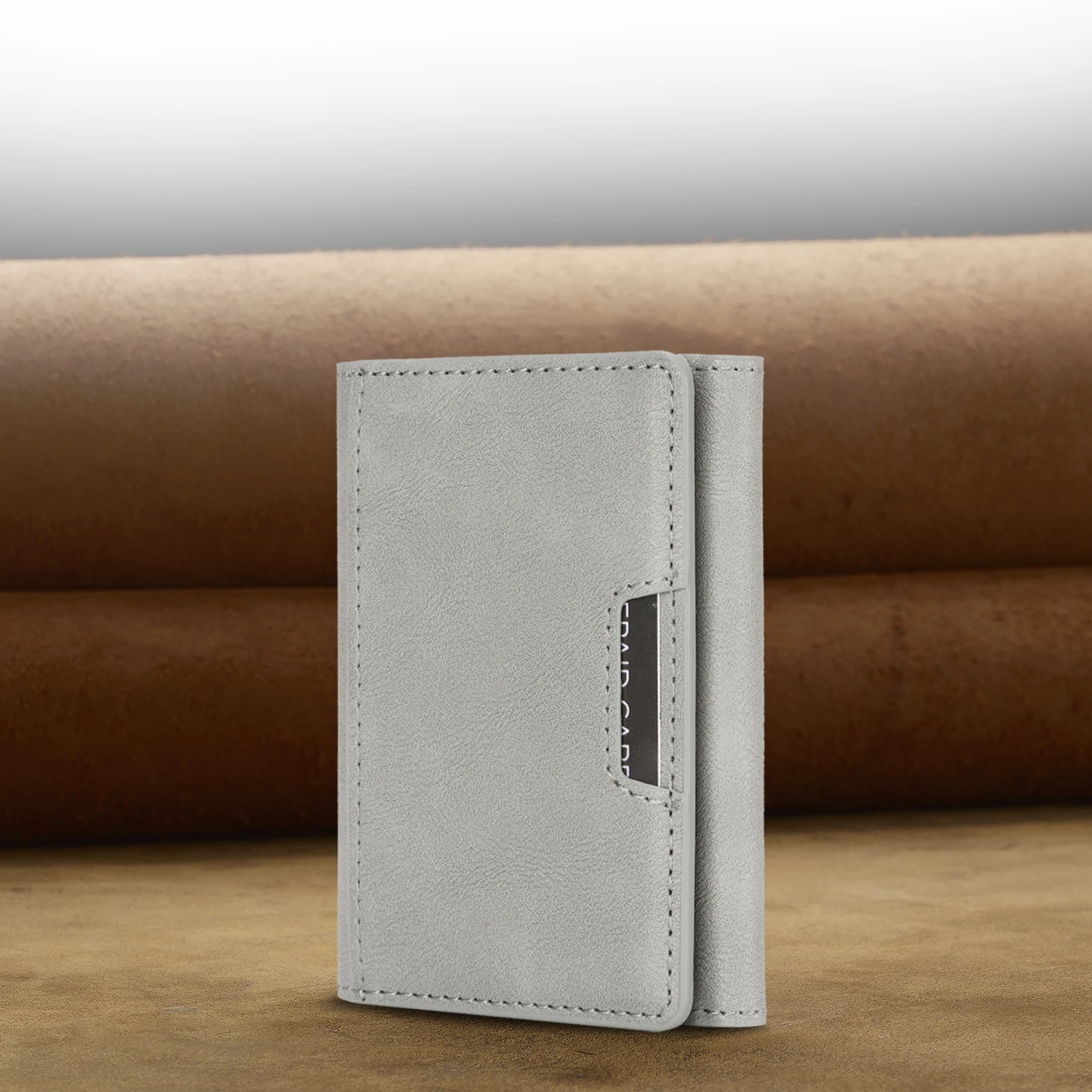 Luxury High-End Leather Foldable Mini Wallet with Strong Magnetic Closure
