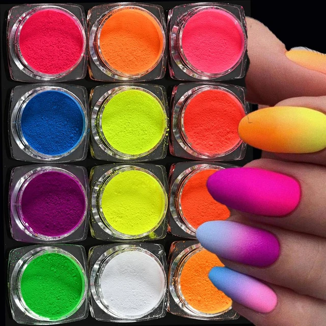 Neon Nail Powder Pigment Set Fluorenscence Spangle Nail Glitter Make Up  sparkle Shining Chrome Dust Decoration