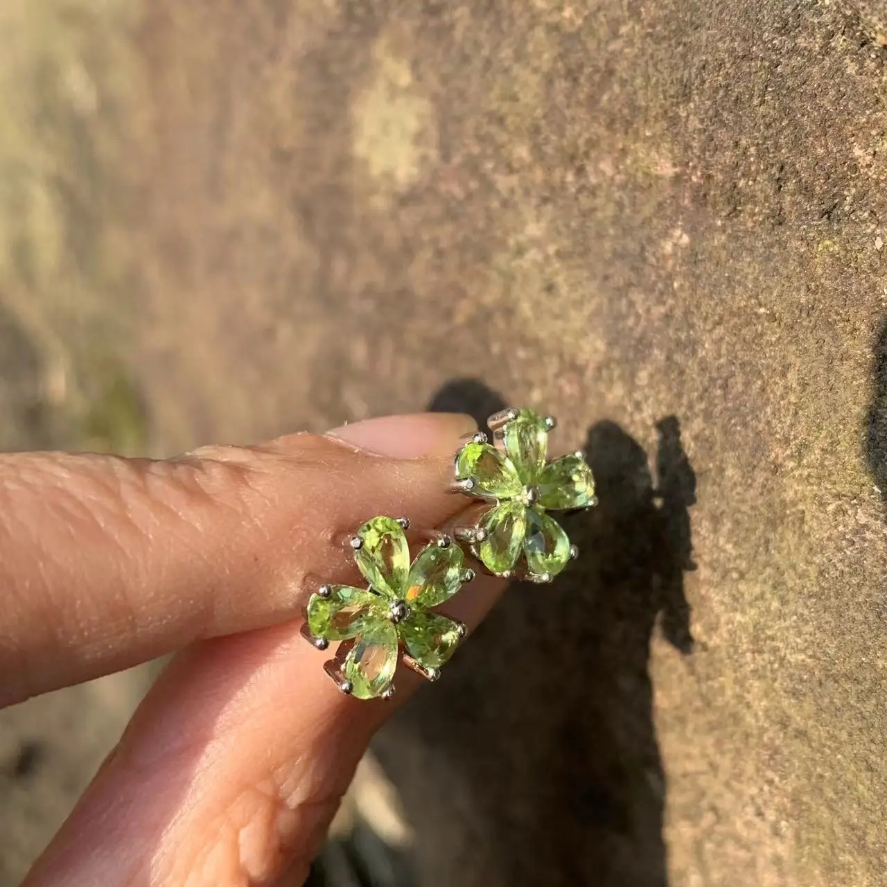 Natural Peridot 925 Sterling Silver Stud Earrings For Women Jewelry Gift Simple Peridot Jewelry Green