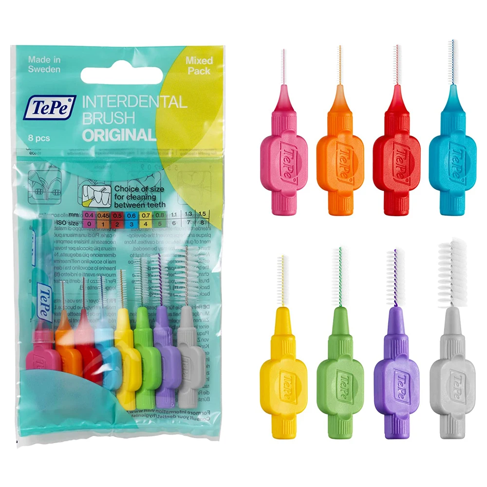 Tepe מברשת interשיניים מקורי 3 0 1 2 4 5 6 8 מ "מ גודל שיניים חסר שתל כתר ברוסים ניקוי שיניים קטן גדול רך