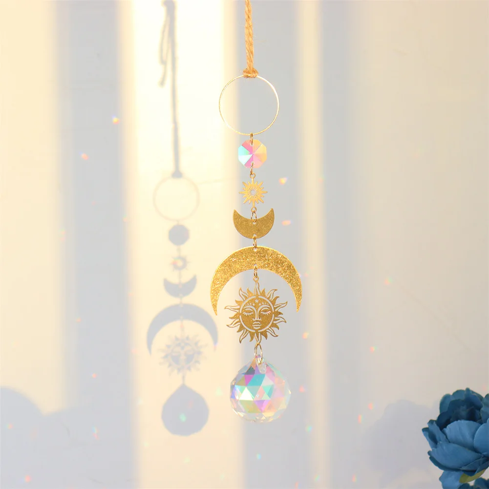 Crystal Wind Chimes Dream Catcher Prisms Pendant Sun Catcher Rainbow Maker Window Garden Decoration Outdoor Christmas Gift