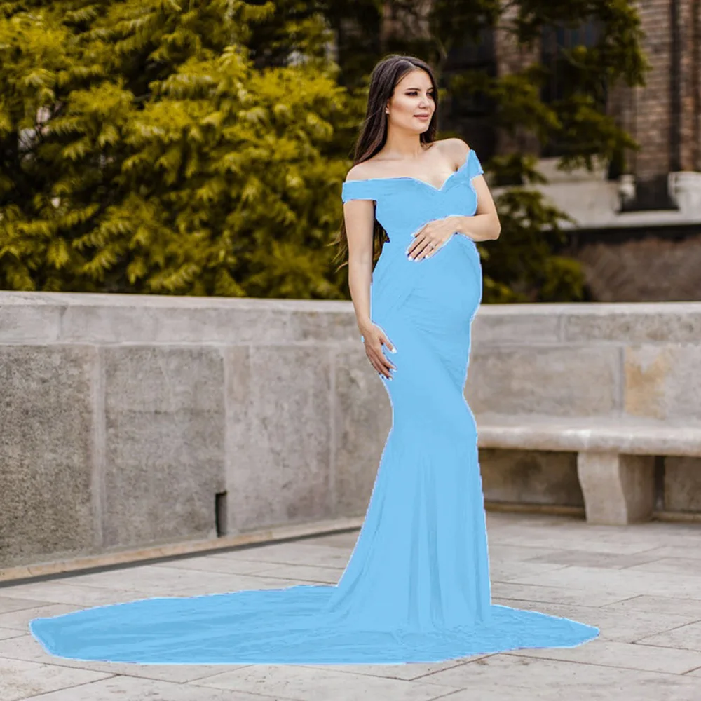 

Classic Sexy Maternity Photography Dresses V Neck Pregnancy Shoot Dress Long Women Dresses Maternity Gown Photo Props Dress
