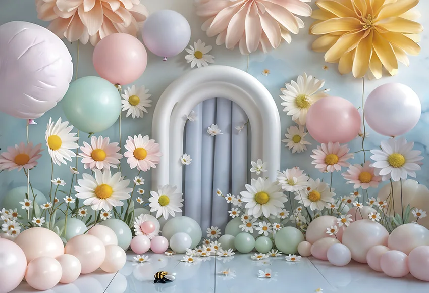 Mehofond Photography Backdrop Pink Daisy Flower Decor Dreamy Purple Butterfly for Girl Birthday Party Cake Smash Background Prop