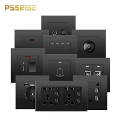 PSSRISE A08 Series EU /UK/FR/UN  Wall Switch Socket High Power Socket With USB PC Panel For Lamp TV Water Heater Air Conditioner