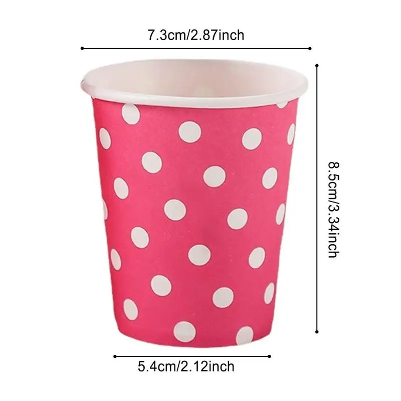 10PCS Paper Cup Disposable Color Polka Dot Simple Thick High Temperature Resistant Non-Slip for Birthday Home DIY Kindergarten