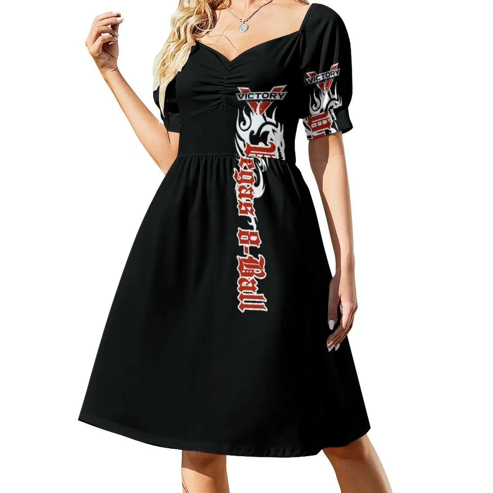 thumbnail image 1 of Vestido sin mangas con diseño de motocicleta de bola 8 tribal de Victoria Vegas, vestido de verano para mujer, vestido de falda de verano para mujer, 1 of 8