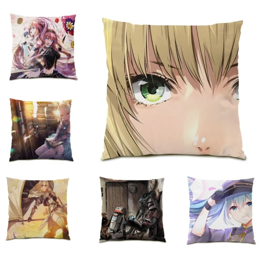 

Anime Pillowcase Cartoon Square Film and Television Cute Girl Cushion Cover 45x45 Kawaii Sofa Simple Home Decoration Gift F0933