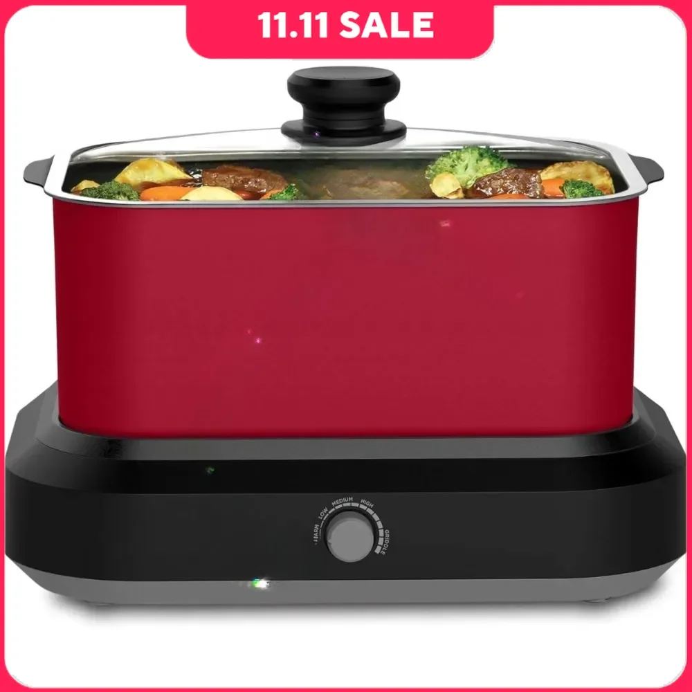 6 Qt Slow Cooker, Non-Stick Crockpot with Variable Temperature Control, Travel Lid and Thermal Carrying Case, Slow Cookers