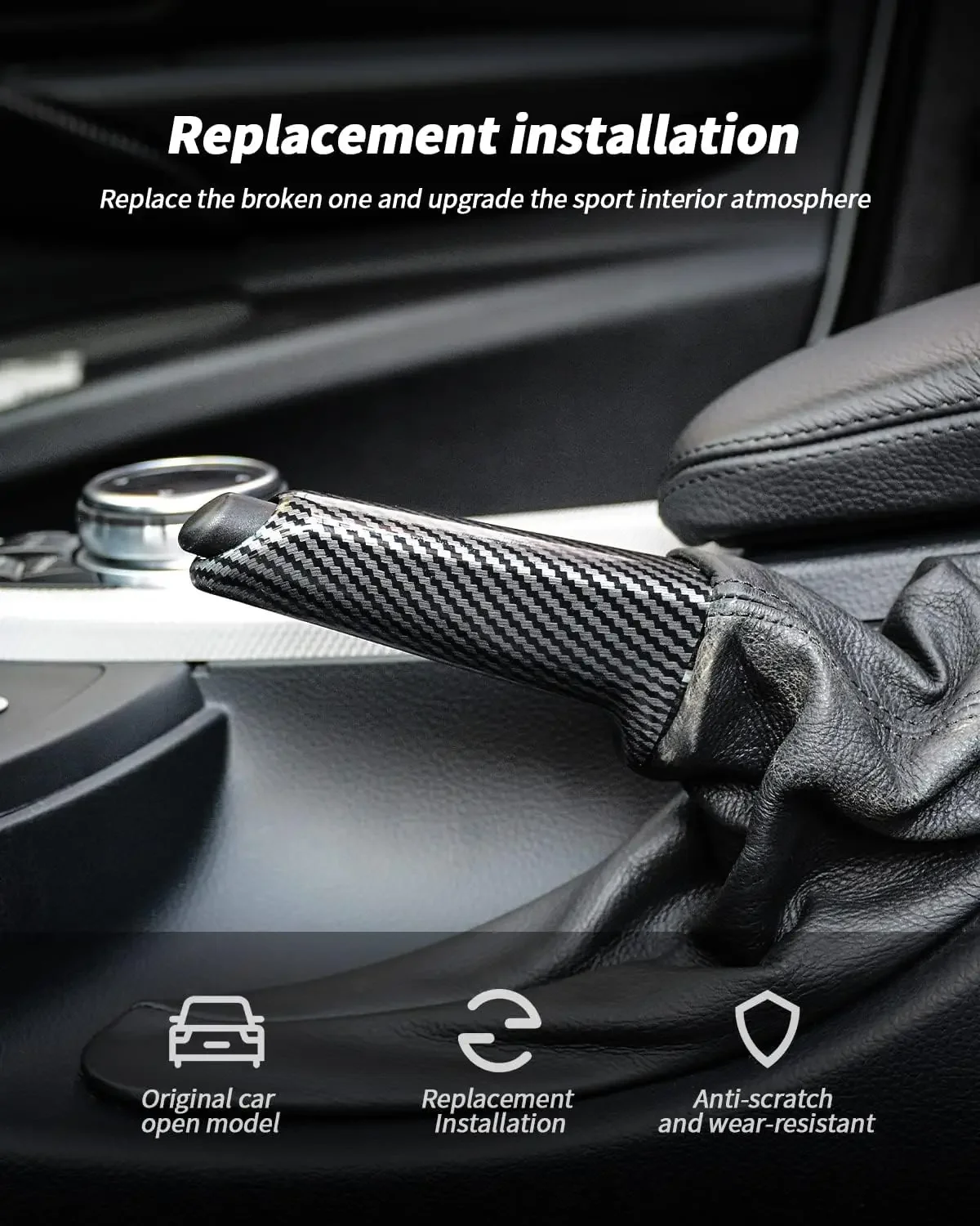 Brake handle is suitable for BMW E90 E60 E46 E92 F30 F32 F20 and adjustable carbon fiber (ABS material) of BMW 1 3 5 series.