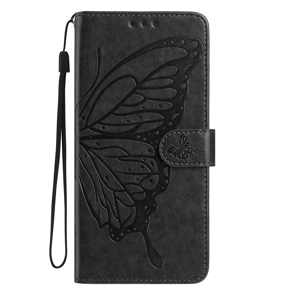 Butterfly Flower Leather Phone Wallet Case with Card Holder and Flip Cover