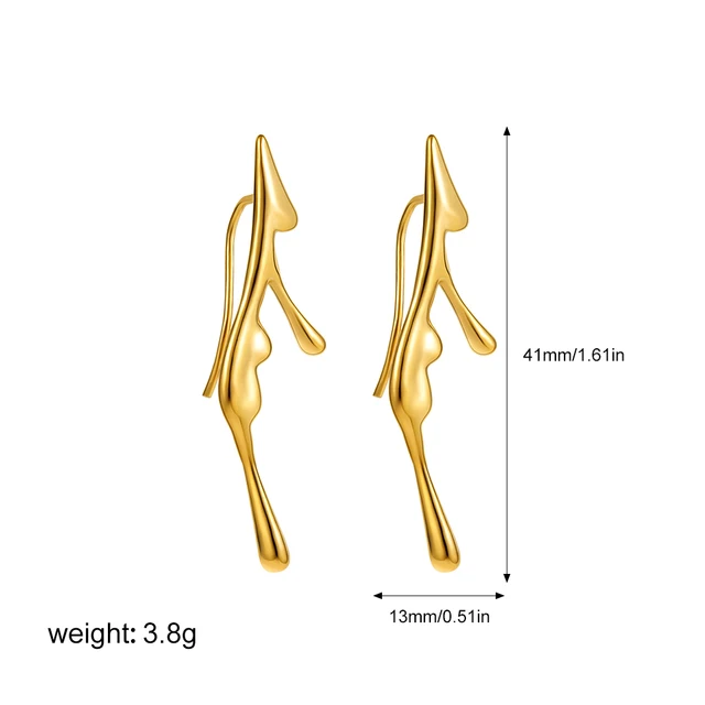 Ins-Boucles d'Oreilles Irrégulières Plaquées Or 18K pour Femme, Piercing Goutte d'Eau, Long Grimpeur, Cartilage, Nouveauté, Cadeaux