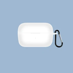 Shockproof Silicone Earbud Case with Carabiner - Slim Protective Cover (WHITE)