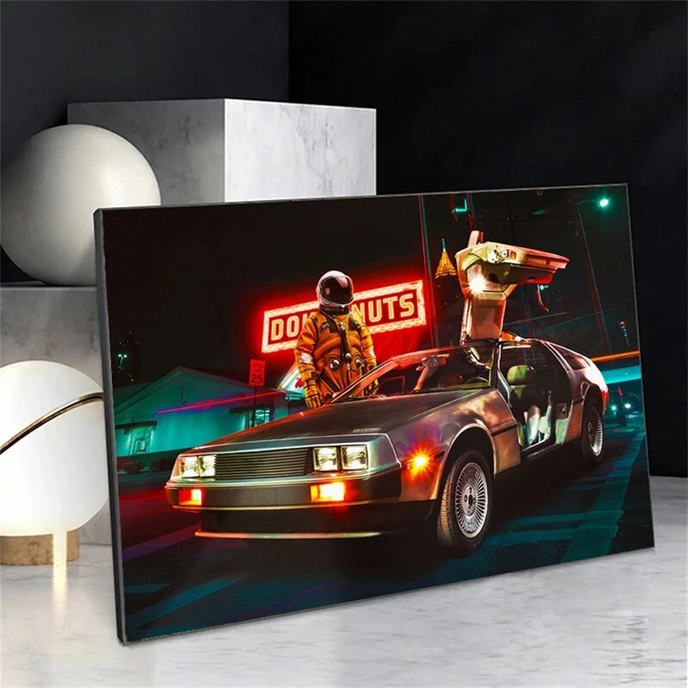

Aastronaut Neon Night View Posters Classic Sport Cars Wall Art Canvas Painting Prints Picture for Living Room Home Decoration