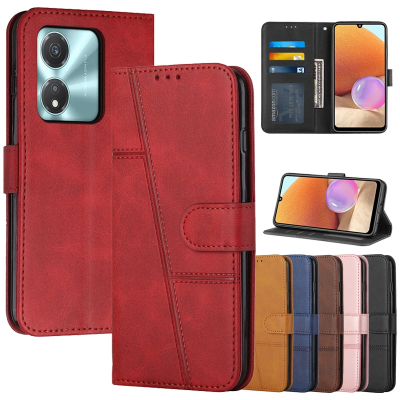 Leather Flip Phone Case with Magnetic Stand and Wallet Feature