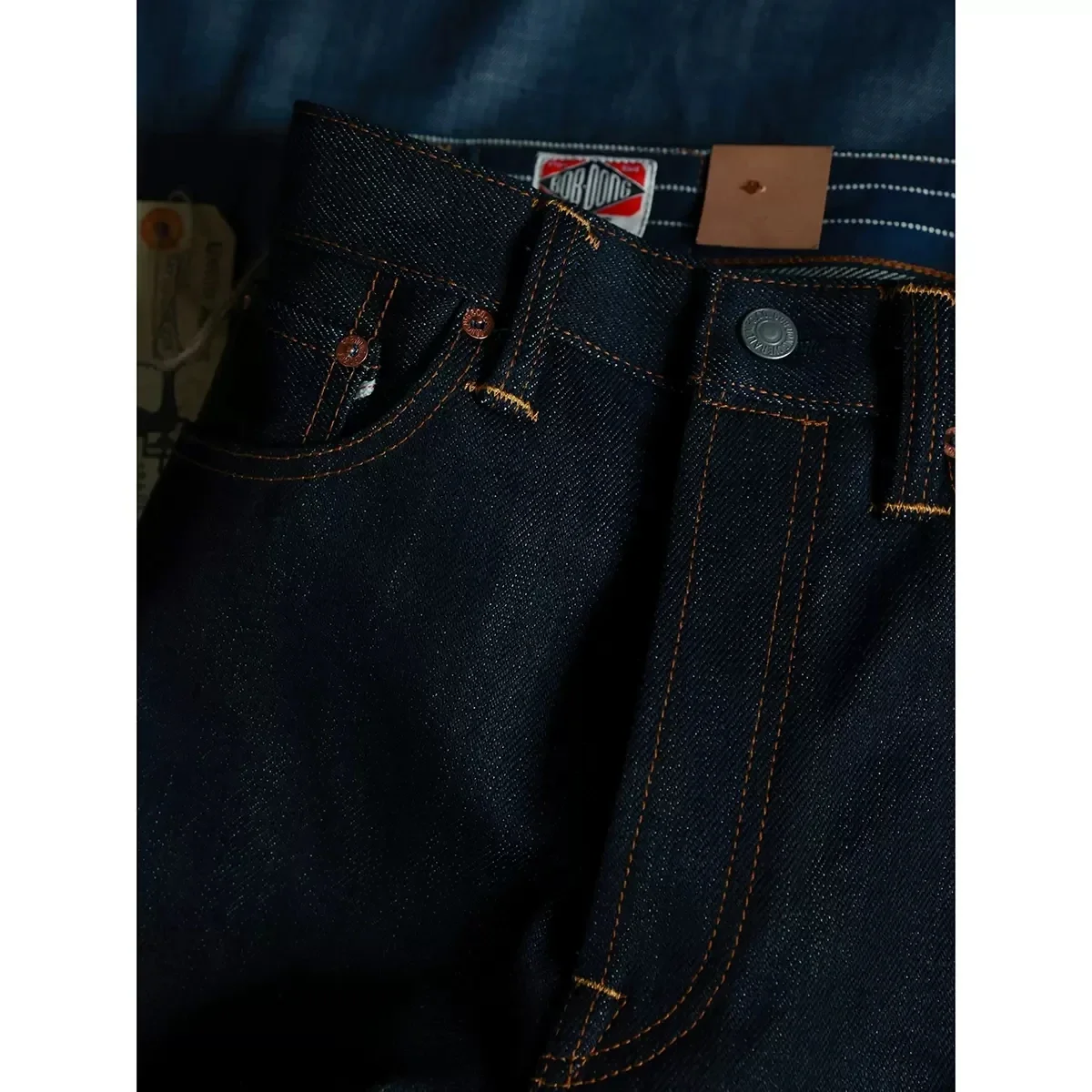 BOB DONG 23oz Extra Heavy Selvedge Denim Jeans Lot 35-3 Raw Denim Slim Straight Leg Pants 4