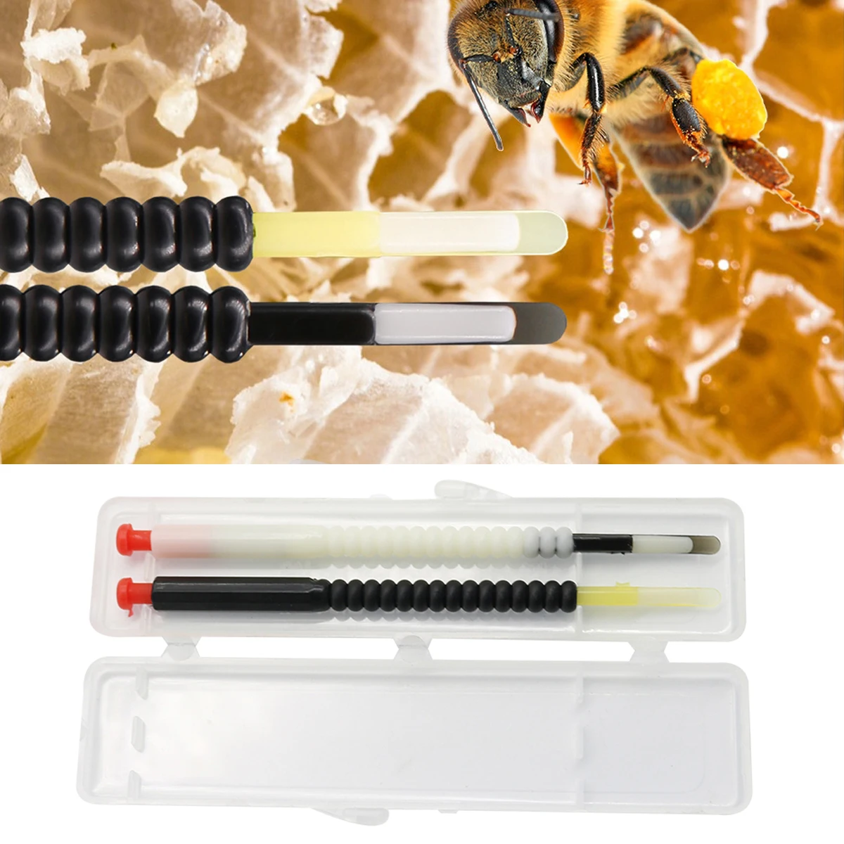 1 Set/2Pcs Beekeeping Insect Transfer Needles 11cm Anti-Bite Bee Larvae Pen Queen Bee Larvae Transfer Needles with Storage Box