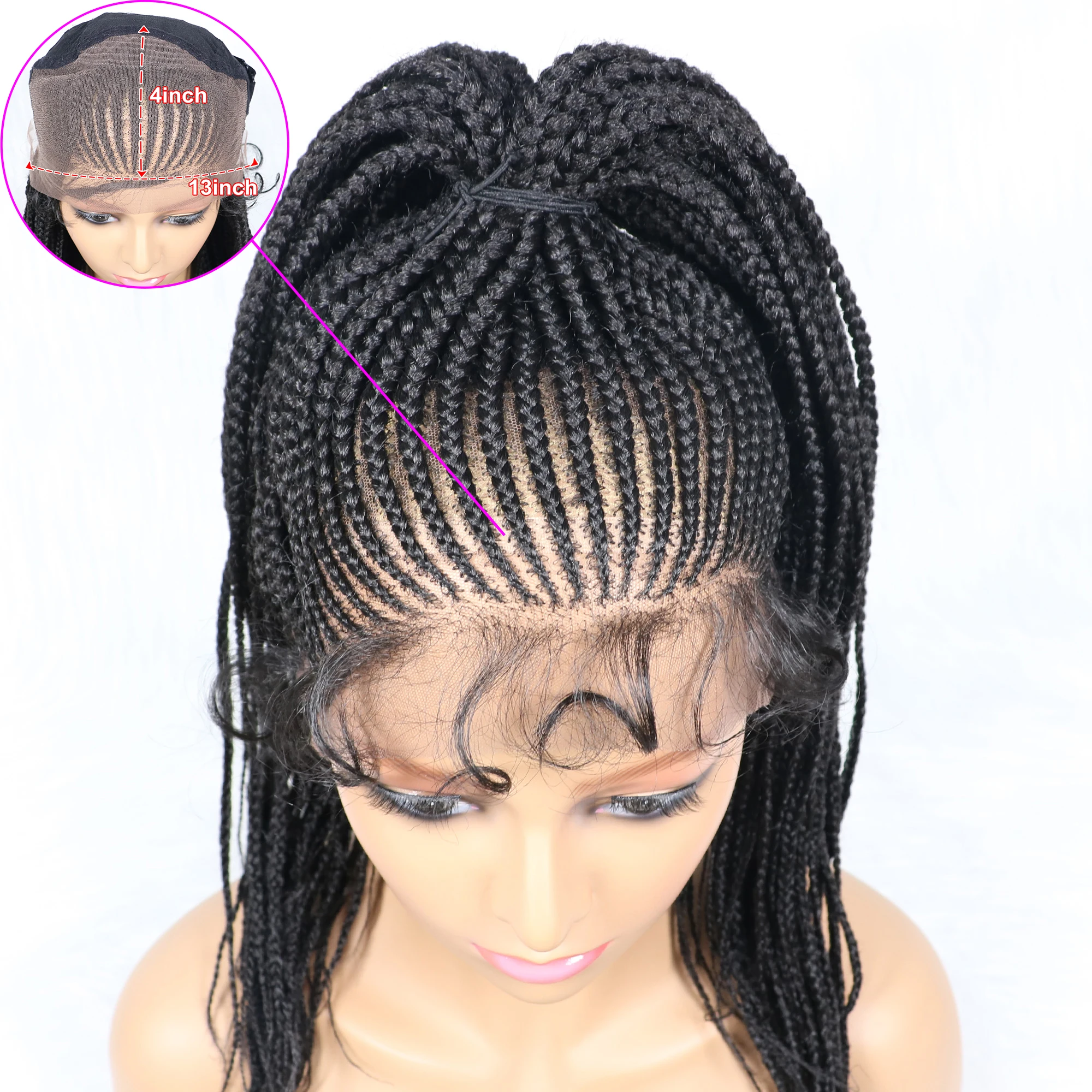 Braided Wigs Ponytail Synthetic Lace Front Wigs for Black Women