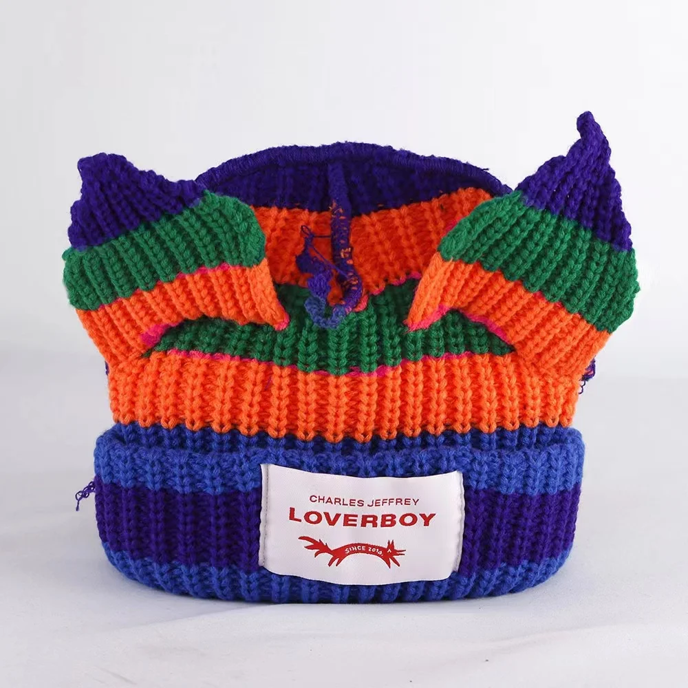 Winterwarme, gestrickte Bombermütze mit langen Hasenohren und Fuchsmotiv für Damen, Herren, Jungen und Mädchen, süße Hasenohren-Häkelmütze, Hip-Ho – Detail 24