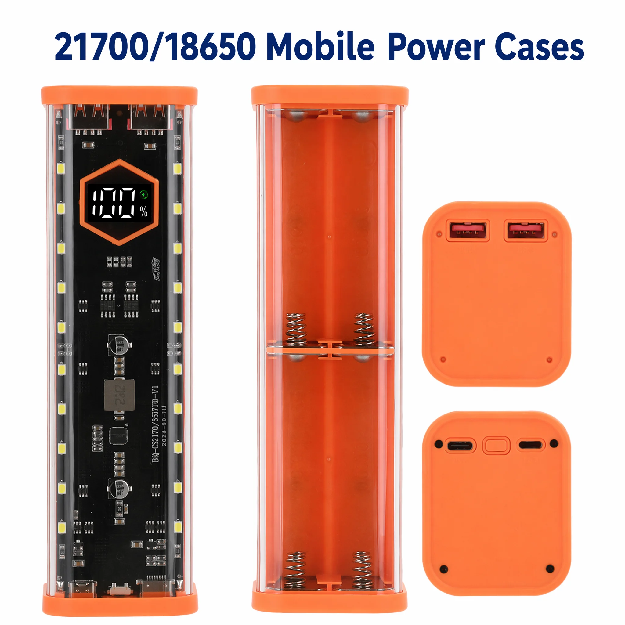 Transparentes 8-teiliges Batteriegehäuse ohne Löten DIY Schnellladungs-Powerbank Tragbare Wiederaufladbare Batteriebox-Set