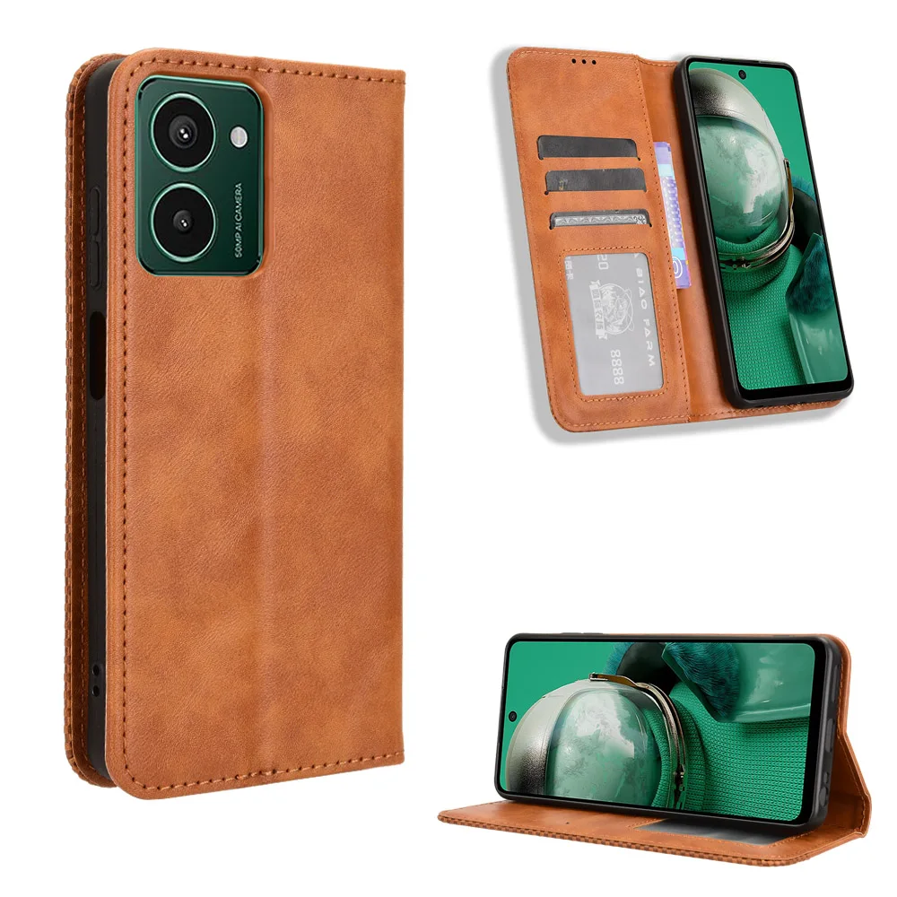 Leather Wallet Case with Magnetic Book Stand and Card Holder