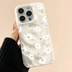 Aesthetic 3D Wavy Pink Purple Heart Print Shockproof Phone Case Cover - iPhone 15 (White - 01)