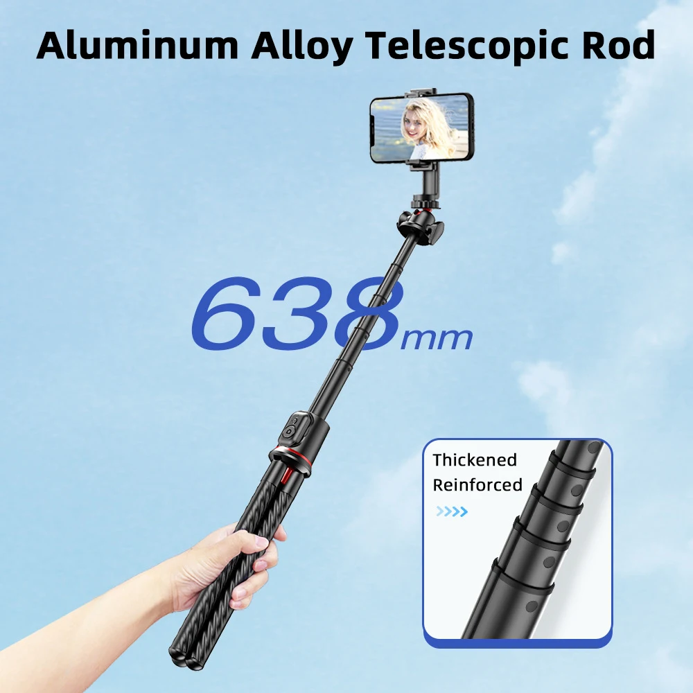 Mamen-tripé Polvo Flexível para Telefone Suporte do Telefone Telescópico Suporte com Controle Remoto Câmera Smartphone Livestream Vlog - Image 5
