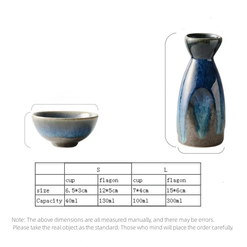 Japanese Vintage Sake Pot Kiln Change Blue Ceramic Wine Cup Home Shochu Wine Dispenser Sushi Restaurant Drinking Utensils Gifts ceramic sake set