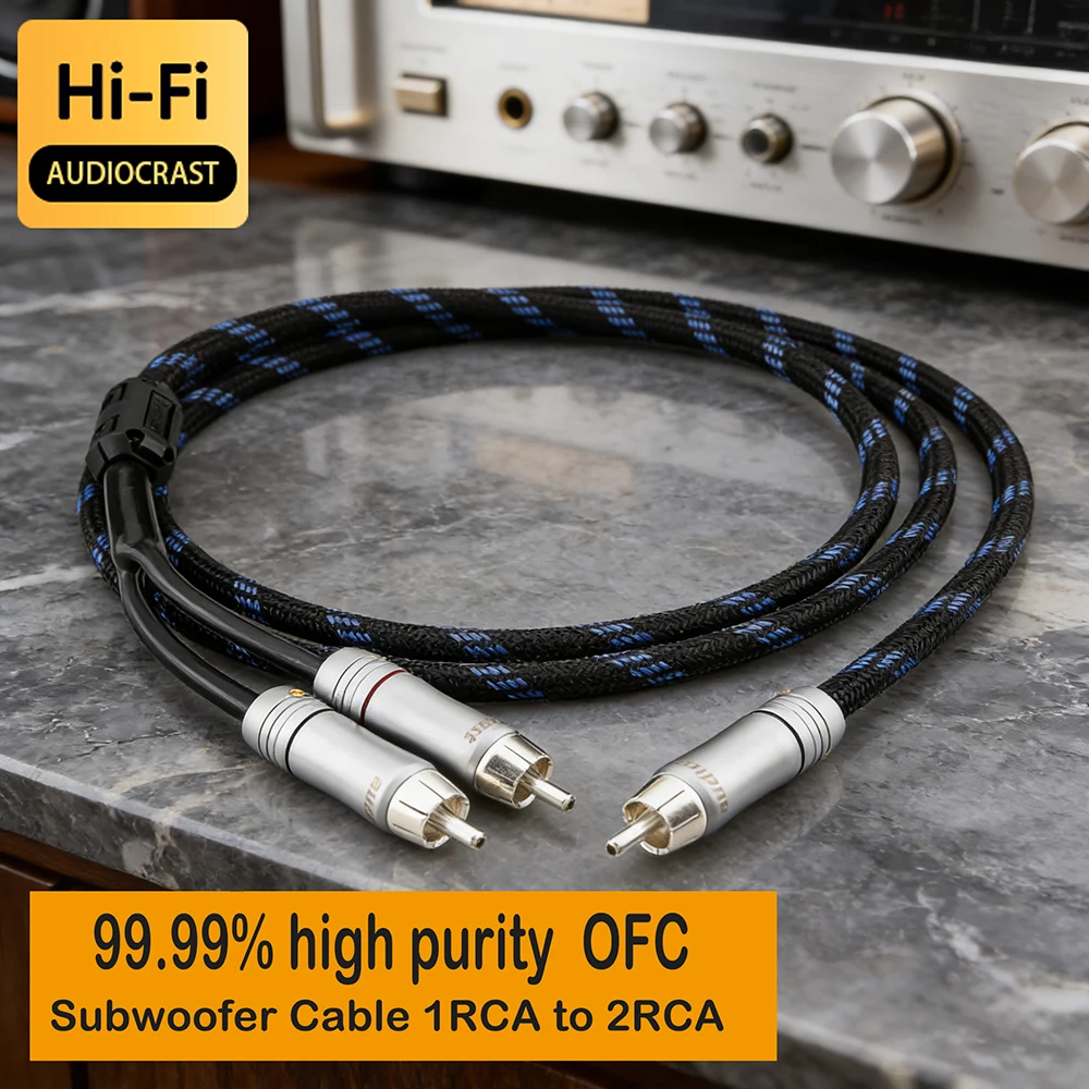 Hochwertiges HiFi-Subwoofer-Y-Kabel RCA 1 Stecker auf 2 Stecker Audiokabel