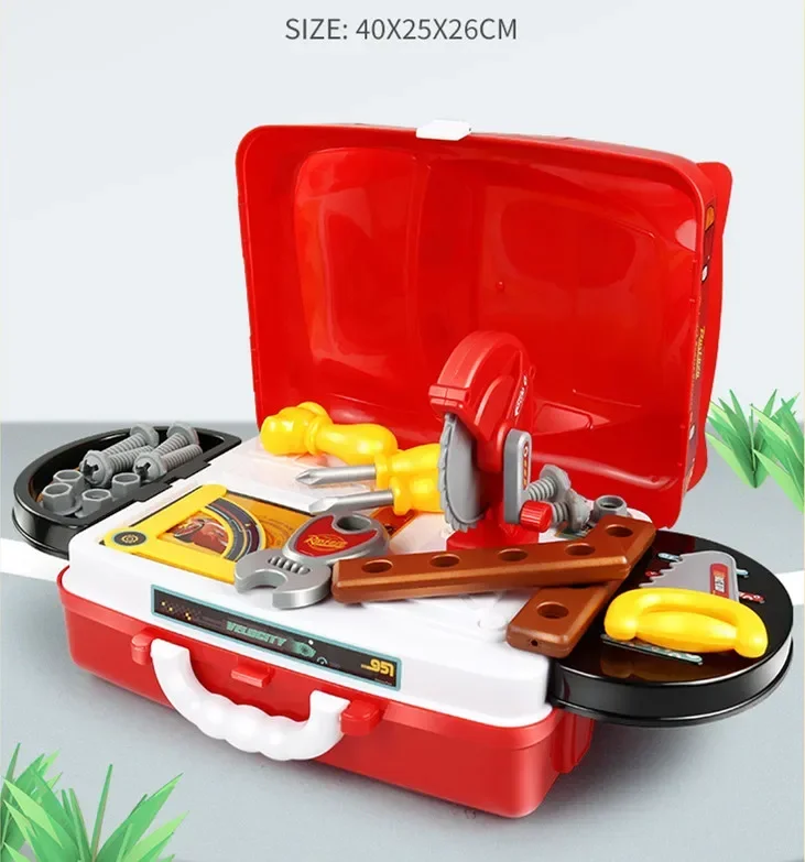 [Disney] 3 in1 Cars Lightning McQueen Toolbox Toy Set  Mickey mouse Simulated kitchen set play house set kids toys for baby gift 6