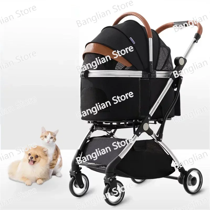 

Detachable Pet Stroller Aluminium Alloy Dog Trolley for Corgi Teddy Cat Cart Load Bearing 15kg Dog Strollers for Small Dogs