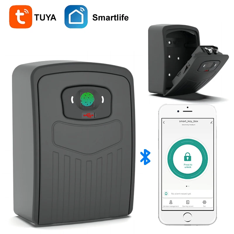 tuya-smart-fingerprint-key-lock-box-bluetooch-smart-life-app-unlock-wall-mount-safe-door-lock-security-lockbox-easy-to-go-out