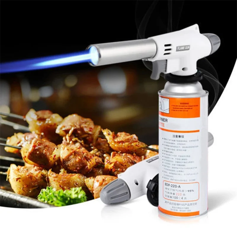 Camping barbecue gas torch welding kitchen lighter butane gas burner flame metal outdoor tool new pen torch lighter compact jet turbo pipe lighter windproof metal cigar spray gun lighter 1300 c butane fixed fire no gas