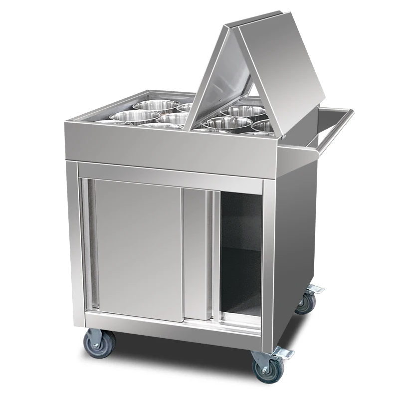 

Stainless steel seasoning truck Commercial restaurant Mobile seasoning truck Kitchen seasoning table