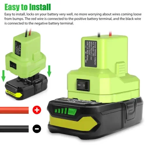 Ryobi용 파워 휠 어댑터, 7.2-20V 리튬 Ni-MH 배터리 도크, 전원 커넥터 14 AWG, DIY 어댑터 도구, P108, P107, P102