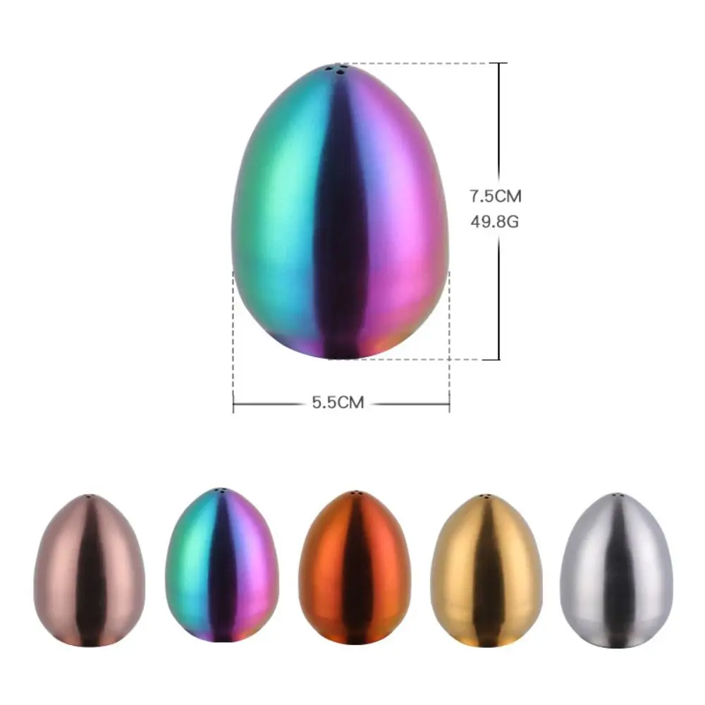 Salt Shaker Salt Pepper Shakers Seasoning Jar Creative Stainless Steel Condiment Jar Utensils Egg Shape Upright 3-hole Seasoning Container